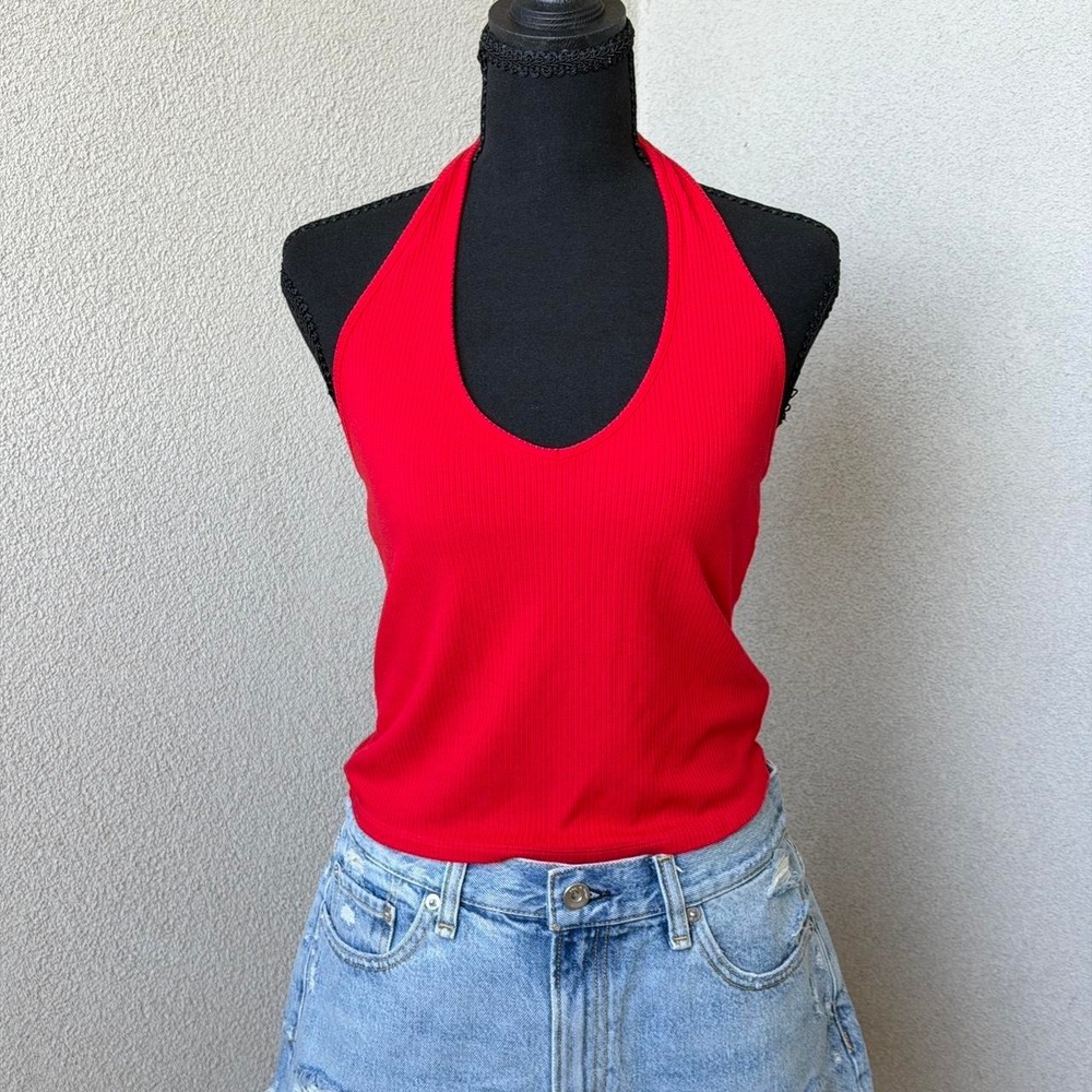 Garage red halter neck tank top  Size L